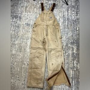 Vintage Carhartt Bib Overalls 38x30 Duck Canvas Double Knee Workwear Painter